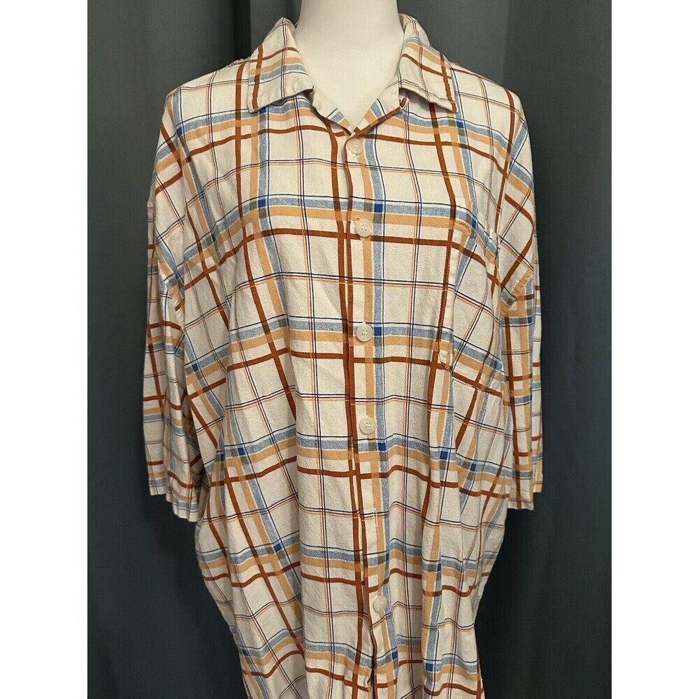 Trust Men's Button Up Shirt Short Sleeve Multicolor Plaid Size 3Xl